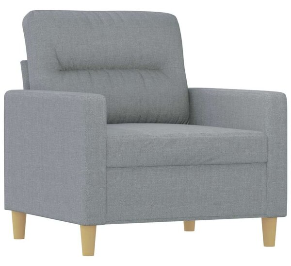 Világosszürke szövet kanapéfotel lábtartóval 60 cm
