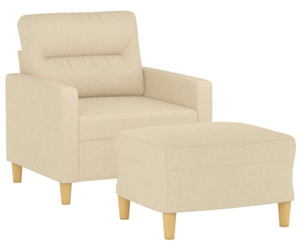 Krémszínű szövet kanapéfotel lábtartóval 60 cm