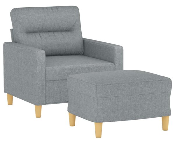 Világosszürke szövet kanapéfotel lábtartóval 60 cm