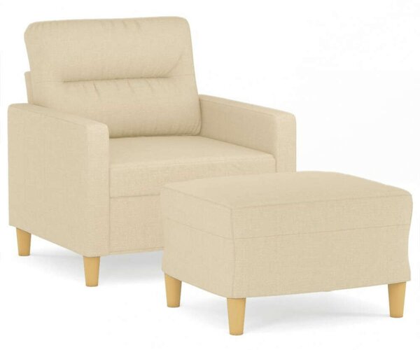 Krémszínű szövet kanapéfotel lábtartóval 60 cm