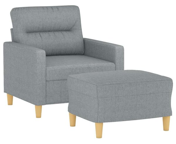 Világosszürke szövet kanapéfotel lábtartóval 60 cm
