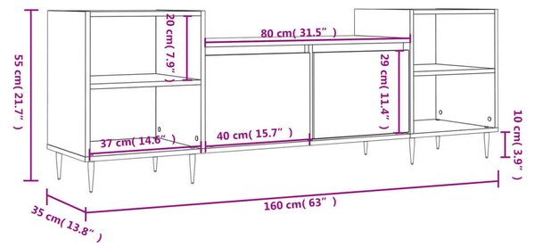 Fa TV Szekrény Sonoma Tölgy - 160x35x55 cm