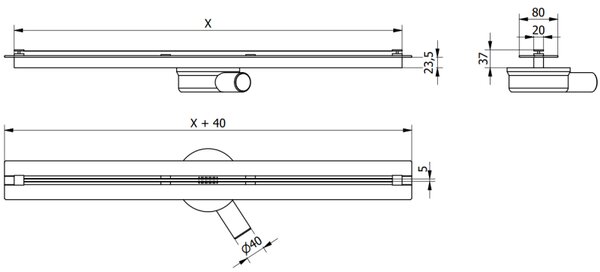 Mexen Flat Super Slim, szuper vékony vízelvezető csatorna 360°-ban forgó szifonnal 150 cm, rozsdamentes acél, 1051150