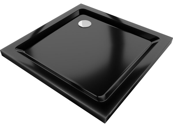 Mexen Slim, négyzet alakú zuhanytálca 70x70x5 cm + króm szifon, fekete, 40707070