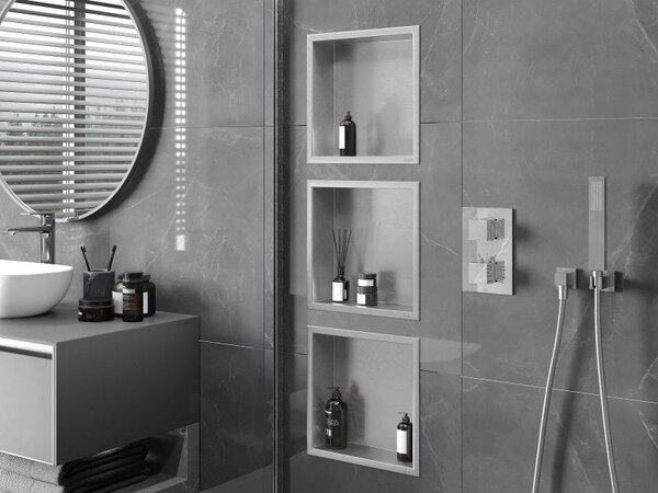 Mexen X-Wall-R fali polc peremmel, 30 x 30 cm, inox - 1910303010