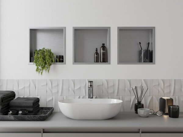 Mexen X-Wall-R fali polc peremmel, 30 x 30 cm, inox - 1910303010