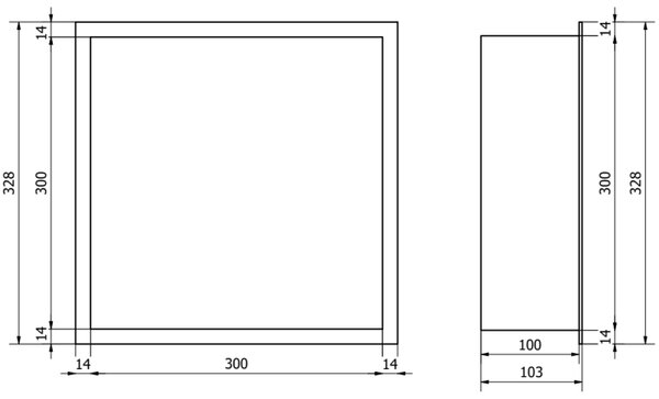 Mexen X-Wall-R fali polc peremmel, 30 x 30 cm, inox - 1910303010