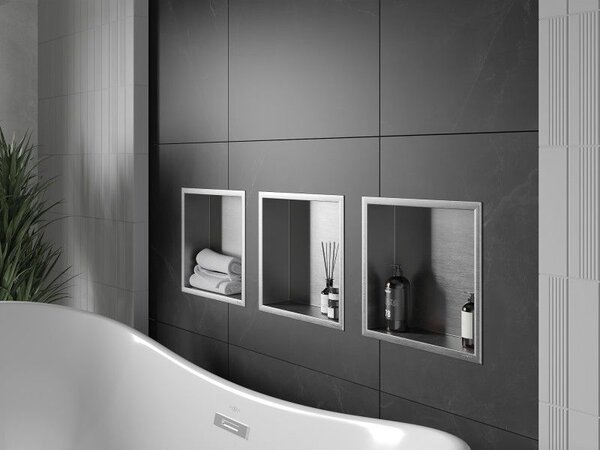 Mexen X-Wall-R fali polc peremmel, 30 x 30 cm, inox - 1910303010