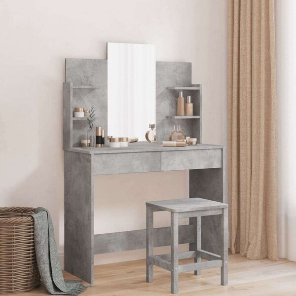 Modern Sminkasztal Tükörrel - Betonszürke - 96x39x142 cm