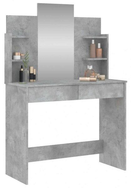 Modern Sminkasztal Tükörrel - Betonszürke - 96x39x142 cm