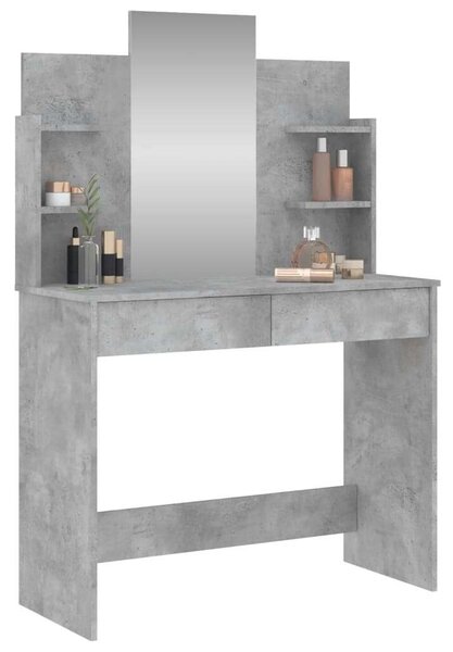 Modern Sminkasztal Tükörrel - Betonszürke - 96x39x142 cm