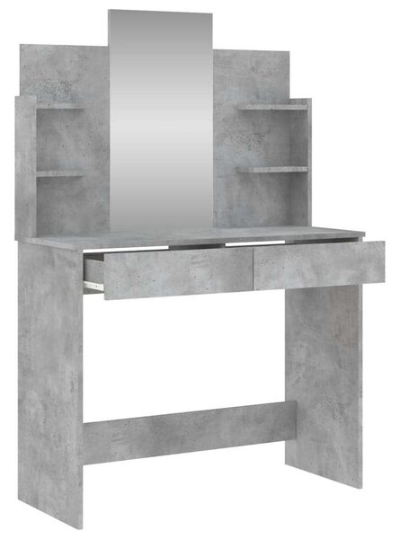 Modern Sminkasztal Tükörrel - Betonszürke - 96x39x142 cm