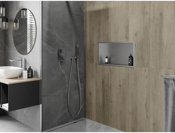 Mexen X-Wall-R fali polc gallérral 60 x 30 cm, inox - 1910603010