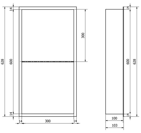 Mexen X-Wall-R, falra szerelhető polc gallérral 60 x 30 cm, fehér, 1920603010S