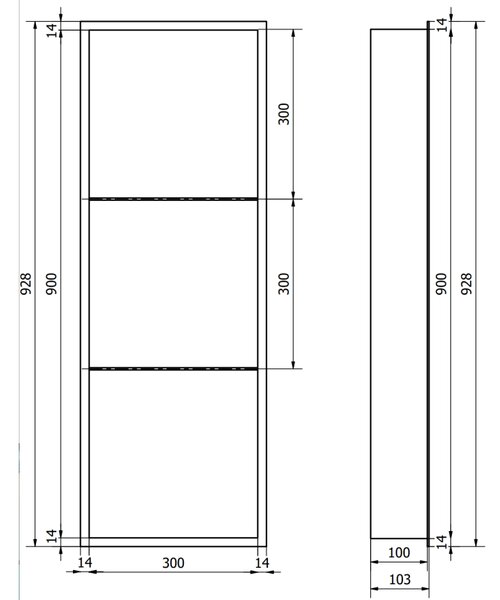 Mexen X-Wall-R, falra szerelhető polc gallérral 90 x 30 cm, arany fényes, 1950903010S