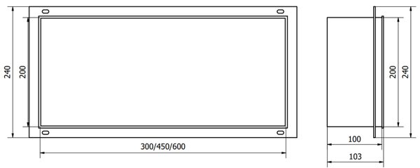 Mexen X-Wall-NR bemélyített polc perem nélkül, 45 x 20 cm, inox - 1911452010