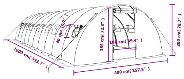 Acélvázas Melegház - 40 m² - Zöld