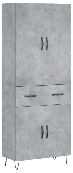 Betonszürke szerelt fa magasszekrény 69,5 x 34 x 180 cm