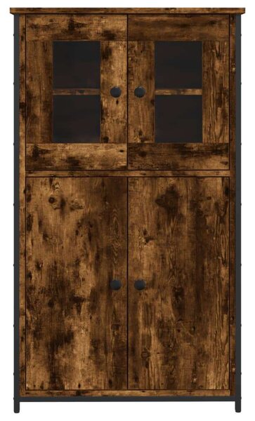 Modern Fa Magasszekrény - Füstölt Tölgy - 62x32x106,5 cm