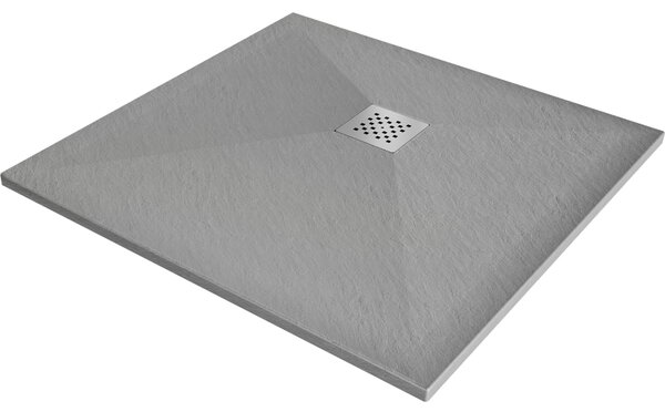 Mexen Stone+ kompozit zuhanytálca négyzet alakú 70 x 70 cm, szürke-beton - 44617070