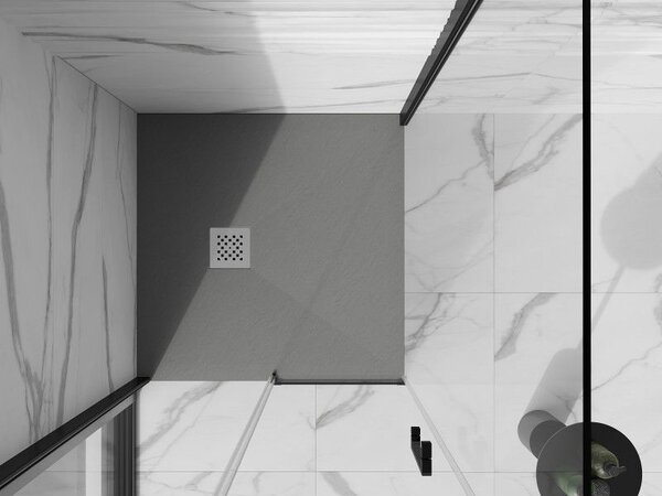Mexen Stone+ kompozit zuhanytálca négyzet alakú 70 x 70 cm, szürke-beton - 44617070