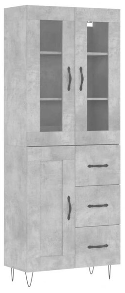 Betonszürke szerelt fa magasszekrény 69,5 x 34 x 180 cm