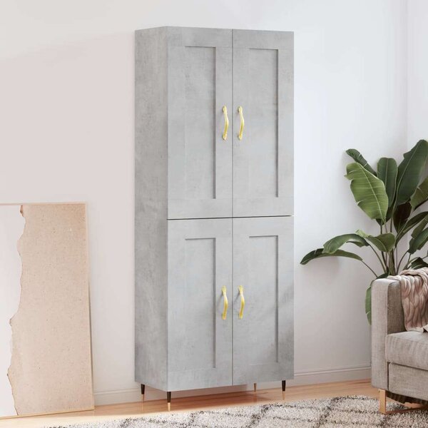 Modern Magasszekrény - Beton Szürke - 69,5x34x180 cm