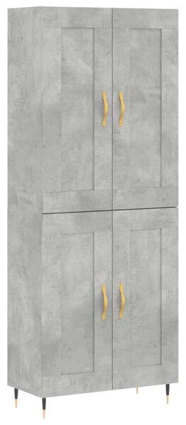 Modern Magasszekrény - Beton Szürke - 69,5x34x180 cm