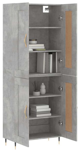 Modern Magasszekrény - Beton Szürke - 69,5x34x180 cm