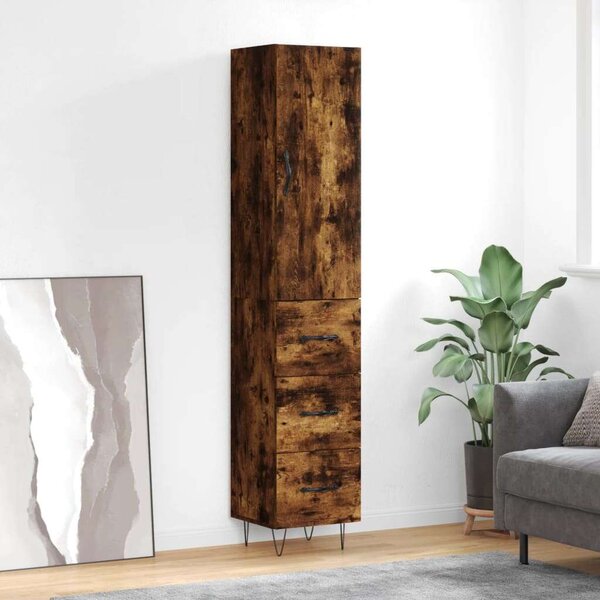 Füstös tölgy színű szerelt fa magasszekrény 34,5x34x180 cm