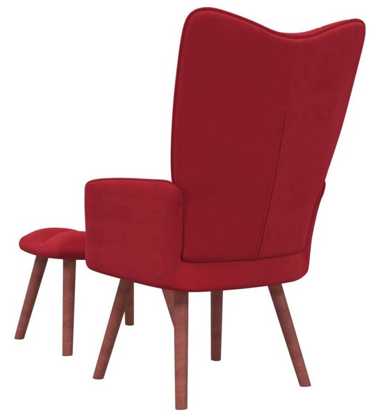 Elegáns Bordó Bársony Pihenőszék Lábtartóval