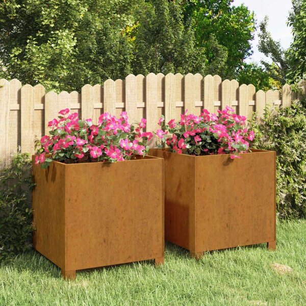 VidaXL 2 db rozsda színű corten acél növénytartó lábbal 42x40x43 cm