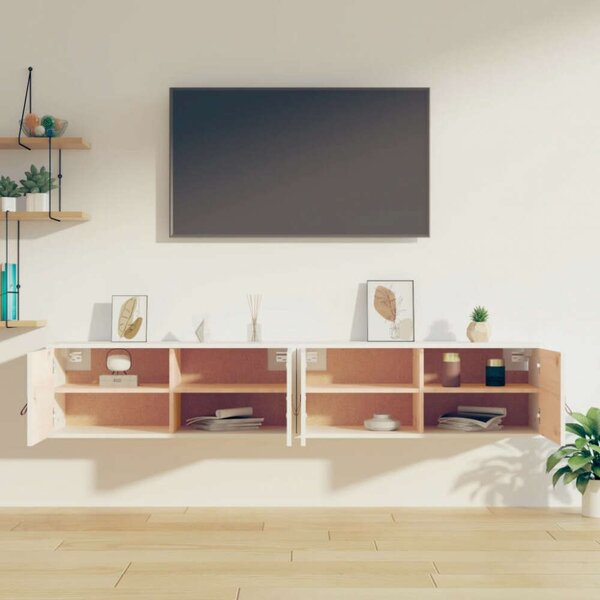 VidaXL 2 db fehér tömör fenyőfa faliszekrény 80 x 30 x 30 cm