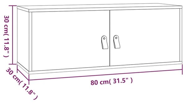 VidaXL 2 db fehér tömör fenyőfa faliszekrény 80 x 30 x 30 cm