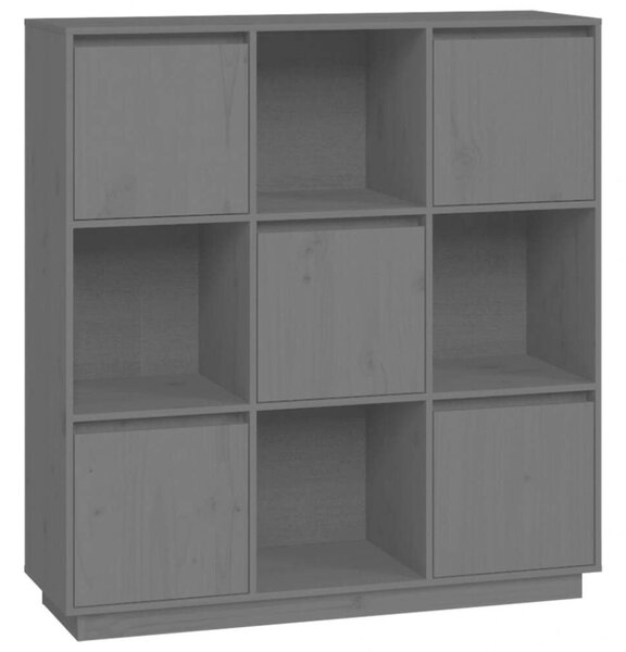 VidaXL szürke tömör fenyőfa magasszekrény 110,5 x 35 x 117 cm