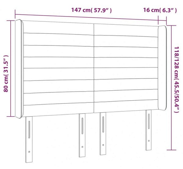 VidaXL rózsaszín bársony LED-es fejtámla 147x16x118/128 cm