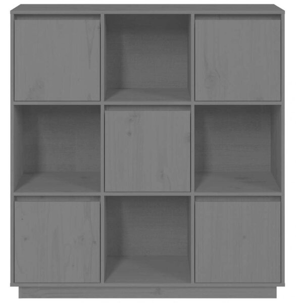 VidaXL szürke tömör fenyőfa magasszekrény 110,5 x 35 x 117 cm