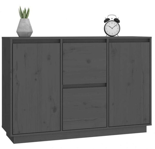 VidaXL szürke tömör fenyőfa tálalószekrény 111 x 34 x 75 cm