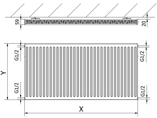 Mexen C11, panelradiátor 500 x 800 mm, oldalcsatlakozó, 637 W, antracit, W411-050-080-66