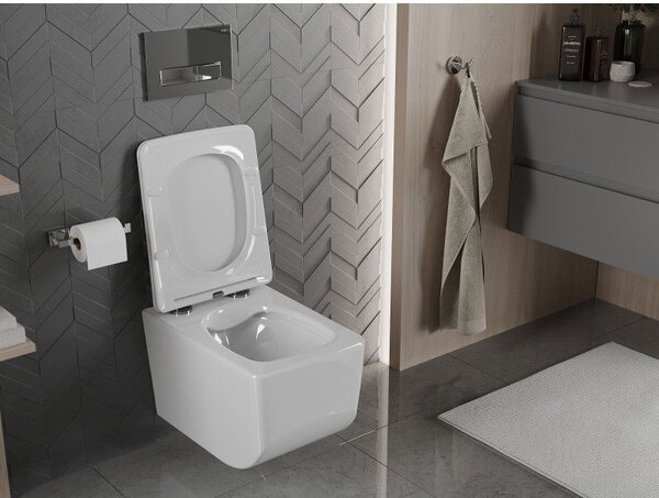 Mexen Vera Rimless WC csésze lassan záródó slim duroplast üléssel, fehér - 30164000