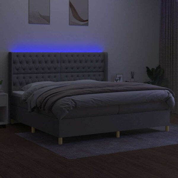 VidaXL LED-es Ágy - 200x200 cm - Világoszürke