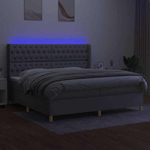 VidaXL LED-es Ágy - 200x200 cm - Világoszürke