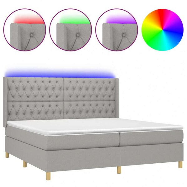 VidaXL LED-es Ágy - 200x200 cm - Világoszürke