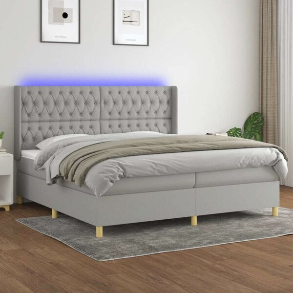 VidaXL LED-es Ágy - 200x200 cm - Világoszürke