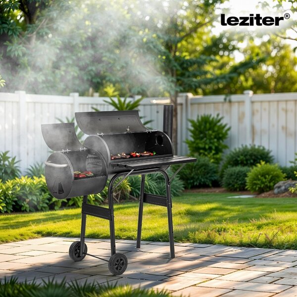 Faszenes kerti grillsütő füstölővel