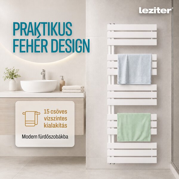 Solaro Design törölközőszárító radiátor 1600x600 mm fehér