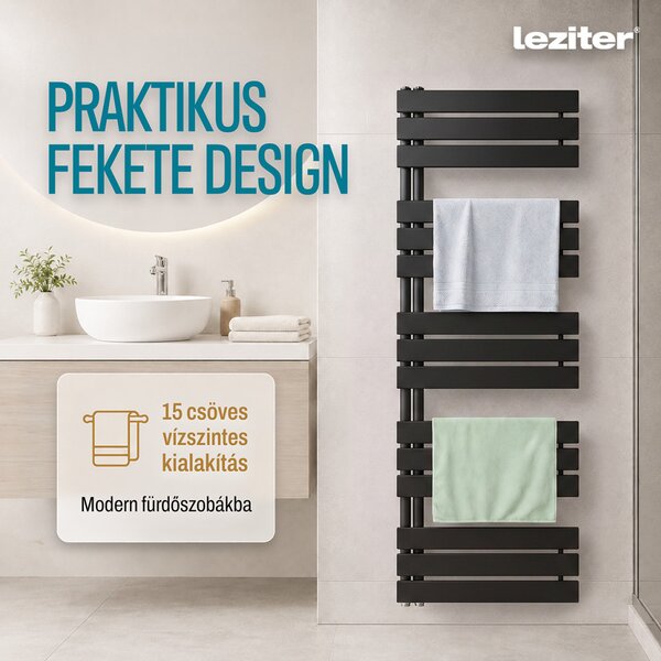 Solaro Design törölközőszárító radiátor 1600x600 mm fekete