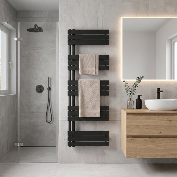 Solaro Design törölközőszárító radiátor 1600x600 mm fekete