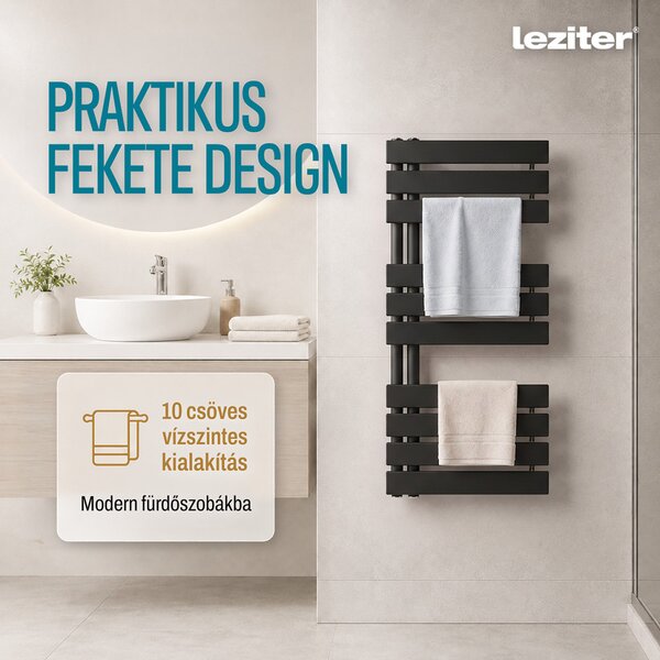 Solaro Design törölközőszárító radiátor 1000x500 mm fekete