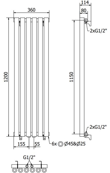 Mexen Nevada, fűtőelem 1200 x 360 mm, 483 W, fekete, W201-1200-360-00-70